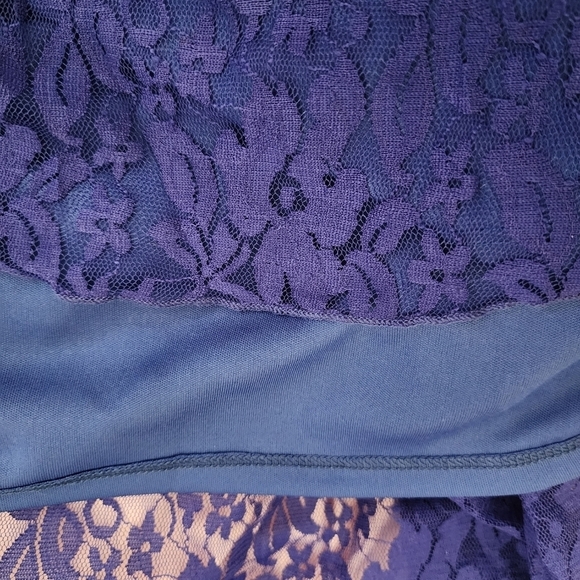 LulaRoe Royal Blue Lace Lined Lola Skirt Women's 2X Elastic Waist Plus Size EUC - Picture 4 of 6
